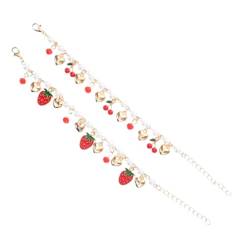 Holibanna 2 Stück Elegantes Herz Erdbeerarmband für Damen Distinctive Handgelenk Ketten Stilvolles Schmuckstück für Frauen Perlenarmbänder für Besondere Anlässe von Holibanna