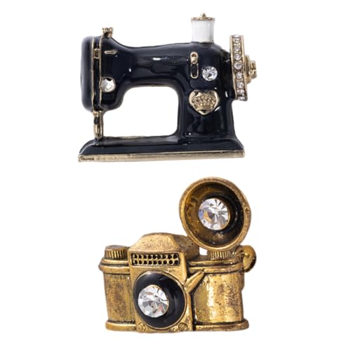 Holibanna 2 Stück Enamel Lapel Pin Kreative Kamera und Goldene Schallplattenspieler Broschen Modische Anstecknadeln Langlebig Glänzend für Damen und Kleidung von Holibanna