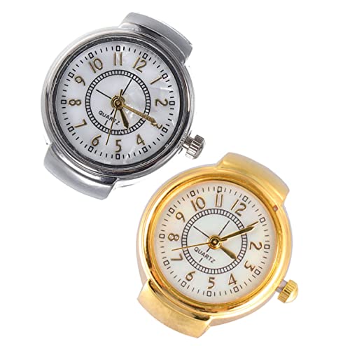Holibanna 2 Stück Fingeruhr Ring Uhr für Damen Herren Teiliges mit Goldenem Silbernem Ziffernblatt Stilvolle Langlebige Fingeruhr Jede Gelegenheit Modisches Accessoire von Holibanna