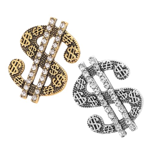 Holibanna 2stücke Anstecknadel Brosche Aus Zinklegierung Mit Geldmotiv Hip-hop-accessoire Für Herrenanzüge Freizeitkleidung Mützen Und Partys von Holibanna