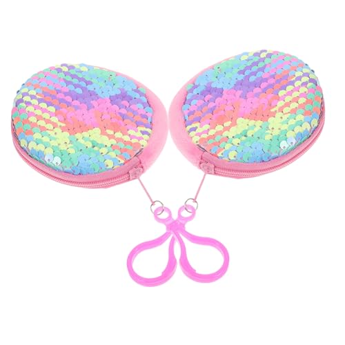 Holibanna 2 Stück Glitzernde Damen Clutch Rundes Pailletten Portemonnaie Kleine Geldbörse mit Großem Fassungsvermögen und Kartenhalter in Pastellrosa für Party und Alltag von Holibanna