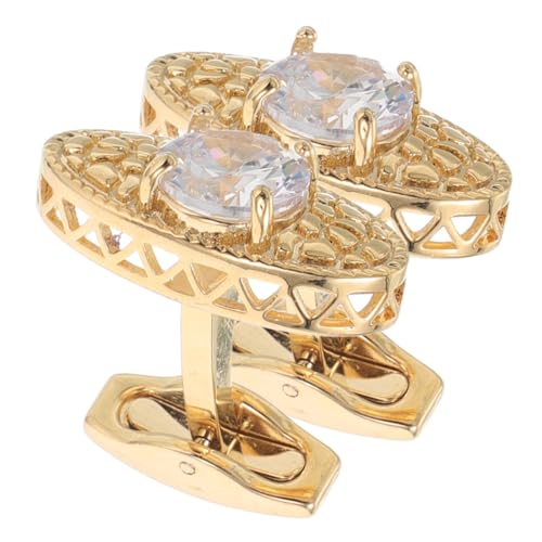 Holibanna 2 Stück Goldfarbene Manschettenknöpfe mit Zirkonia Eleganter Französischer Stil Teiliges Funkelnde Herren Schmuckaccessoires für Formelle Business Anzüge Leicht und Komfortabel für von Holibanna