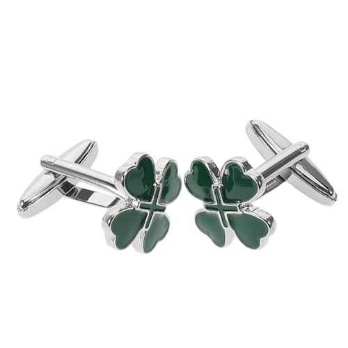 Holibanna 2 Stück Grüne Manschettenknöpfe mit Kleeblatt Motiv Langlebige Legierung Hochwertiges Emaille-design Stilvoll für Herren als St Patrick S Day Partyzubehör und von Holibanna
