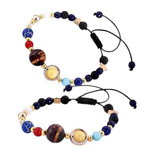 Holibanna 2 Stück Handgefertigtes Solar system armband für Natürlicher Edelstein mit Energieerhaltenden Planetenperlen Langlebiges Auffälliges Schmuckstück für Alltag Party und Reisen von Holibanna