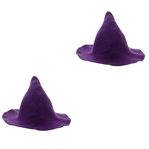 Holibanna 2st Hexenhut Bucket Hat Halloween Kostüm Hexenhut Hexen-cosplay Kleiner Hexenhut Hexendekorationen Gestrickte Wollmütze Hexenhaft Violett Frau Baumwolle Abschlussball Wintermütze von Holibanna