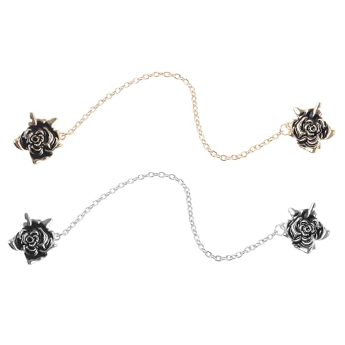 Holibanna 2 Stück Hochwertige Broschen Clips für Kleidung Stilvolle Rosen design Cardigan und Sweater Clips Vielseitige Strickjackenverschluss Accessoires in Silber und Gold für Damen und von Holibanna