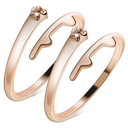 Holibanna 2 Stück Katzenpfoten Ring Verstellbarer Offener Schmuck Damen Statement Ring Modisch Elegant Geschenkidee für Freunde Familie Geburtstag Weihnachten von Holibanna