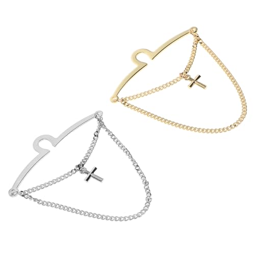 Holibanna 2 Stück Krawattenkette Herren Gold Silber Kreuz Design Krawattenklammer aus Kupfer mit Gliederkette Stilvolle Business Kragen Pins für Hochzeiten Büro und Formelle Anlässe von Holibanna