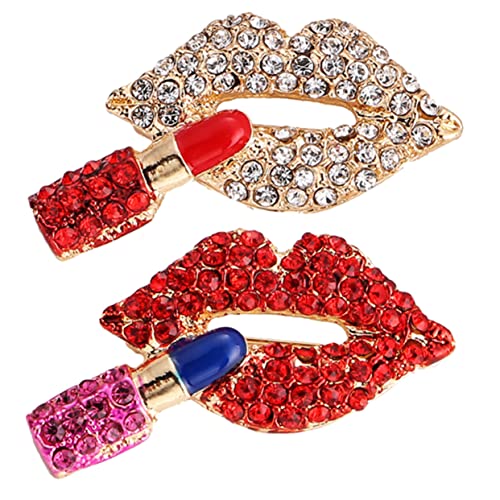 Holibanna 2 Stück Lippen Lippenstift Brosche Pin mit Strass Anstecknadel für Kleidung Jacke und Anzüge Rote Dekoration für Frauen von Holibanna