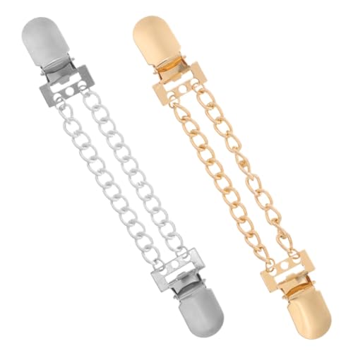 Holibanna 2 Stück Metal Chain Sweater Clips für Damen Cardigan Verschlussclip zur Sicheren Fixierung von Strickjacken und Pullovern Dekorative Broschen für Kragen und Schultertücher von Holibanna