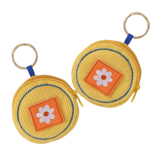 Holibanna 2stücke Münztasche Aus Cord Kleine Mini-geldbörse Für Mädchen Tragbare Geldbörse Süße Cartoon-Tasche Kompakter Schlüsselanhänger Vielseitige Aufbewahrungstasche von Holibanna