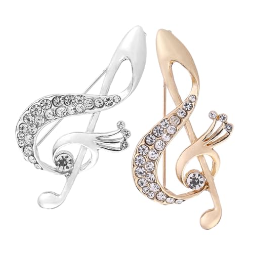 Holibanna 2 Stück Musiknoten Broschen Teilig Damen Schmuck mit Funkelnden Strasssteinen Modische Anstecknadeln für Handtaschen und Kleidung für Frauen von Holibanna