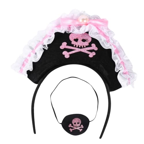 Holibanna 2 Stück Piraten Kopfband mit Augenklappe für Teiliges Komfortabel und Langlebig mit und Perlen Schleife für Halloween Kostüm und Piratenpartys von Holibanna