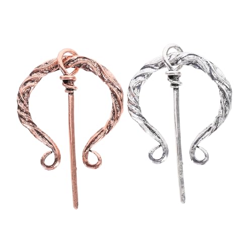 Holibanna 2 Stück Retro Brosche Metall Antik Silber und Antik Kupfer Vintage Clasp Pins für Schals und Umhänge Kostümaccessoires für Frauen als zu Weihnachten und Geburtstagen von Holibanna