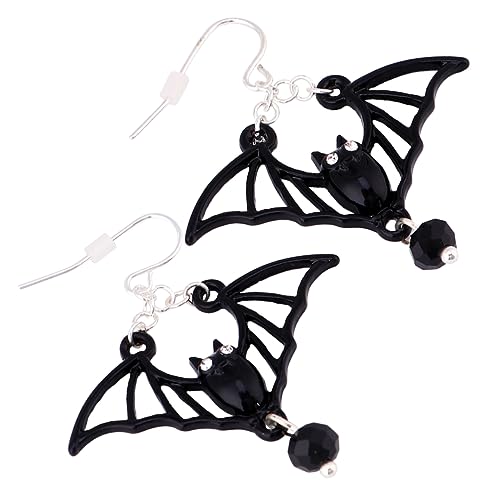 Holibanna 2 Stück Retro Halloween Ohrringe Schwarze Fledermaus Ohrringe Kreatives Design für Halloween Partys und Cosplay Langlebiges Schmuckstück Elektroplattierung von Holibanna