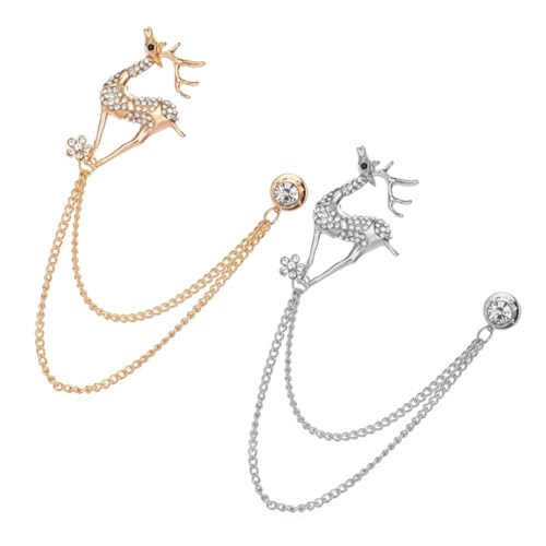 Holibanna 2 Stück Rhinestone Broschen mit Ketten Design Anstecknadeln für Formelle Anlässe als für Freunde und Familie in Gold und Silber von Holibanna