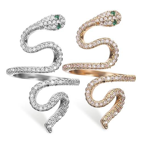 Holibanna 2 Stück Schlangenringe Verstellbare Schmuckringe für Damen und Herren Elegantes Design Geeignet für Verschiedene Anlässe Langlebig und Geschenkidee für Freunde von Holibanna