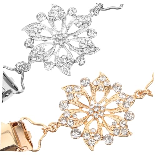 Holibanna 2 Stück Strickjackenclip Teilig mit Strasssteinen Eleganter Hohler Blumenbroschen Verschluss für Damenkleidung Vielseitiger Pullover und Cardigan Clip Gold und Silber Stilvolle von Holibanna
