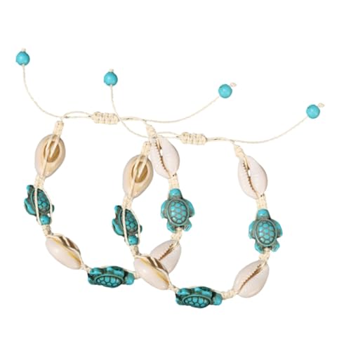 Holibanna 2 Stück Teiliges Boho Muschelarmband mit Schildkrötenanhänger Flexibles Strand schmuckset für Frauen Sommerliches Beach Souvenir Vielseitig als Armband oder Fußkette Tragbar von Holibanna