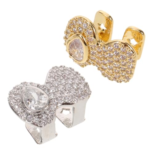 Holibanna 2 Stück Teiliges Hip-hop Zahn Grill mit Funkelnden Tropfen Zirkonia Abnehmbare Goldene Silberne Fake Teeth Caps Bequemer Sitz für Halloween Cosplay und Streetwear Fans von Holibanna