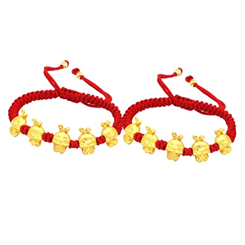 Holibanna 2 Stück Teiliges Rotes Fadenarmband mit Glücksbringer Häschen Handgeflochtenes Schutzarmband für Damen und Herren Portables Paararmband als Jahr Hasen von Holibanna