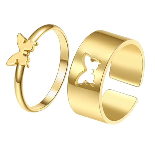 Holibanna 2 Stück Teiliges Set Verstellbare Offener Fingerring Tiermotiv Goldfarben Damen Schmuck Modisch Vielseitig für Party Alltag Festival von Holibanna