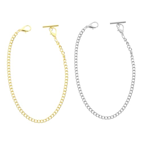 Holibanna 2 Stück Teiliges Taschenuhr Ketten Metall Vintage Stil Robuste Kleidungskette mit Silbernem und Goldenem Verschluss Dekorative Hosenkette für Herren Vielseitig für Anzugweste und von Holibanna
