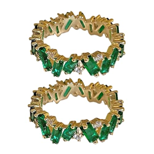 Holibanna 2 Stück Teiliges Verstellbares Grün Zircon Ring für Damen Verlobungs Hochzeitsringe mit Funkelndem für zu Muttertag Valentinstag Hochzeiten von Holibanna