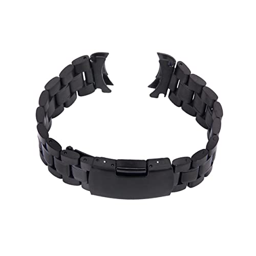 Holibanna 2 Stück Uhrenarmband mit Gebogenem Ansatz Massive Glieder Faltschließe mit Druckknopf Federstegen Langlebiges Schwarzes Ersatzarmband für Herren und Damen von Holibanna