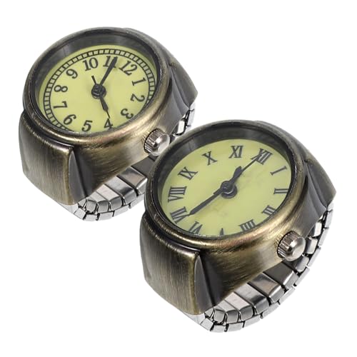 Holibanna 2 Stück Unisex Ring Watch mit Elastischem Band Analoges Armband mit Römischem und Arabischem Dehnbar Leichter Fingeruhr für Damen und Herren Modisches Accessoire für Hochzeit von Holibanna