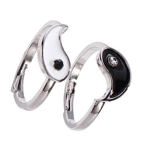 Holibanna 2 Stück Verstellbare Offene Bagua Ringe für Vintage Chinesisches Symbol Design Komfortabler Unisex Schmuck als Partnerring oder von Holibanna