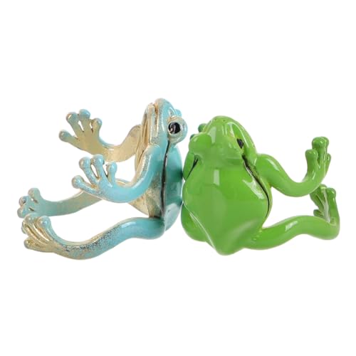 Holibanna 2 Stück Verstellbarer Froschring für Damen Offener Süßer Tier ring Langlebiger Minimalistischer Schmuck Anpassbar für Verschiedene Fingergrößen Vielseitig für Alltag und Events von Holibanna
