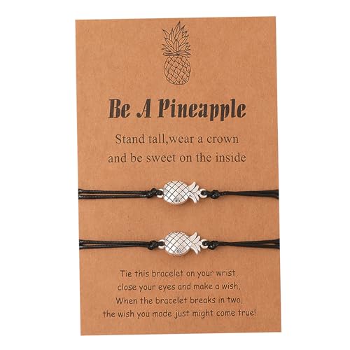 Holibanna 2 Stück Verstellbares Schwarzes Ananas armband aus Langlebigem Legierungswachsband Geflochtenes Handgelenk schmuckset mit Kreativen Glückwunschkarten für Damen und Herren von Holibanna