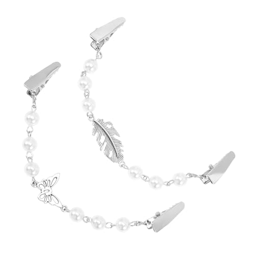 Holibanna 2 Stück Vintage Perlen Strickjacken Clips mit Dekorativem Flaum und Schmetterlingsdesign Sichere Halterung für Pullover Cardigan Verschluss für Damen Vielseitig Kombinierbar zu von Holibanna