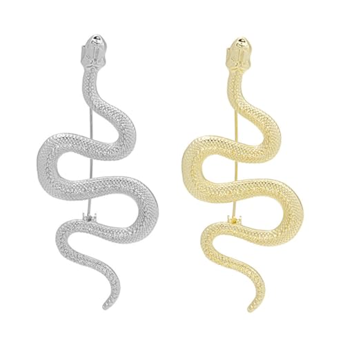 Holibanna 2 Stück Vintage Schlange Broschen Anstecknadeln in Gold und Silber Modische Reverspins für Damen und Herren Vielseitige Schmucknadeln für Pullover Mäntel Jacken Rucksäcke und von Holibanna