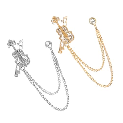 Holibanna 2 Stück Violin Broschen für Frauen Anstecknadeln Kleidung Dekoration Kreative Schmuckaccessoires für Schals Hüte und Outfits Gold Silber von Holibanna