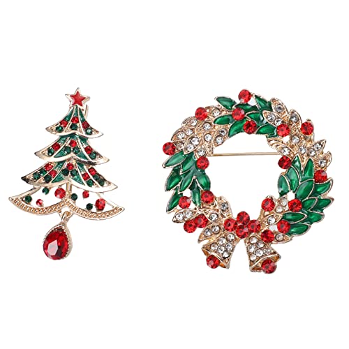 Holibanna 2 Stück Weihnachtsbaum Brosche Niedliche Weihnachtsdekoration für Damen Glänzendes Design für Kostüme und für Weihnachten und Festliche Anlässe von Holibanna