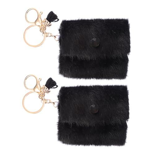 Holibanna 2 Stücke Schlüssel Ring Tasche Geldbörse Tasche Mini Keychain Schlüssel Kette Auto Ketten Beutel Zubehör Plüsch Schwarz von Holibanna