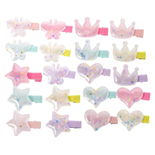 Holibanna 20stücke Haarspangen Für Kleine Mädchen Stern-haarspangen Herz- Schmetterlings- Haarschmuck Aus Kunstleder Metall Und Stoff Für Geburtstag Schule Urlaub von Holibanna