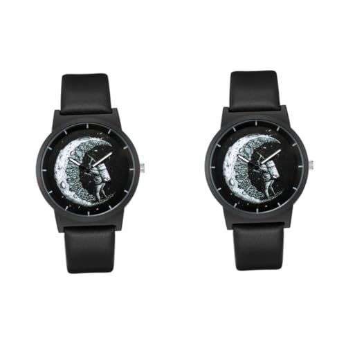 Holibanna 2St Astronautenuhr Uhrenarmbänder aus Leder für Damen Mann Geschenke Uhrengehäuse für Herren Damenuhren achten Uhr mit Lederarmband Trend Lederriemen von Holibanna