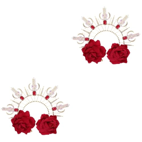 Holibanna 2St Halo-Stirnband Unserer Lieben Frau Gothic rosa Stirnband Tiara Kleider Stirnband für die Dame florales Stirnband Cosplay Requisiten Zubehör Kleidung Fräulein Heiligenschein von Holibanna