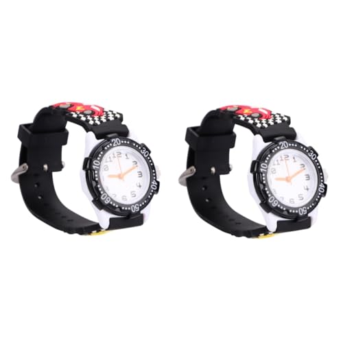 Holibanna 2stücke Cartoon Kinderuhr wasserdichte Armbanduhr Mit Auto-Muster Für Jungen Und Mädchen Schwarz Kreative Und Langlebige Uhr Für Junge Mädchen Für Jeden Anlass von Holibanna