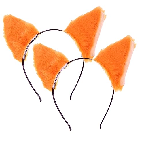Holibanna 2stücke Plüsch Katzenohren Haarreifen Für Frauen Tierohren Kopfschmuck Für Karneval Cosplay Halloween Und Partys Orangefarbenes Kostümzubehör Für Mädchen Und Damen von Holibanna