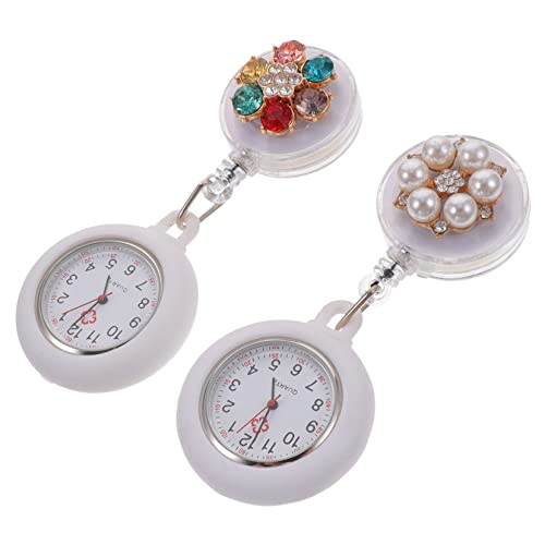 Holibanna 2st Krankenschwester Taschenuhr Digitale Taschenuhr Uhr Mit Sekundenzeiger Brosche Uhr Einziehbare Schwesternuhr Uhren Hängend Strasssteine Student Shenzhen Weiß von Holibanna