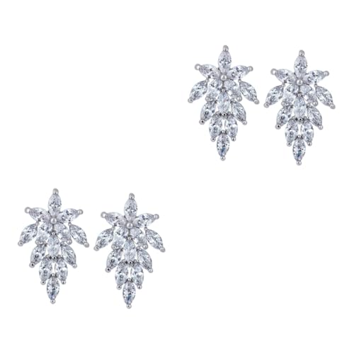 Holibanna 2St Ohrhänger Blattohrringe Ohrstecker Ohrring aus Sterlingsilber damenschmuck frauenschmuck modeschmuck ohrringe trendige Ohrringe Kristallohrringe Zirkon Südkorea S925 von Holibanna