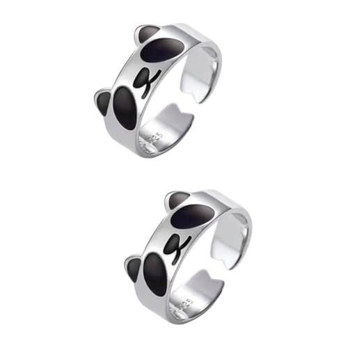 Holibanna 2St Panda-Ring Fingerringe offener Fingerring Ringschmuck Ringe für Männer Herrenring offener ring geschenk finger schmuck dekor einstellbar schmücken Metall Ring Mann Kupfer von Holibanna