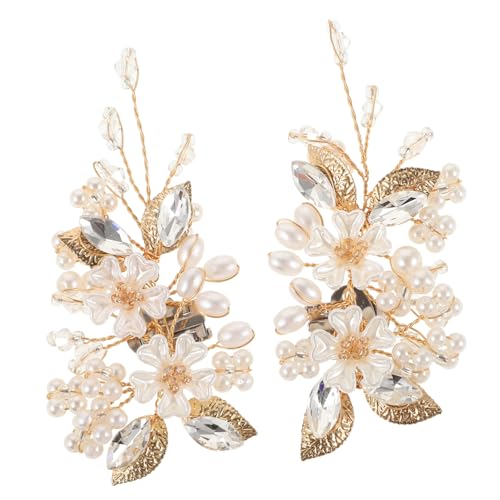 Holibanna 2St Perlenblumenschmuck Schuhschnallen aus Perlen Hausschuhe Männer Gold Bogen hochzeit schuhclips dekoration perlen zubehör Braut Schuhanhänger abnehmbarer Schuhclip Zinklegierung von Holibanna