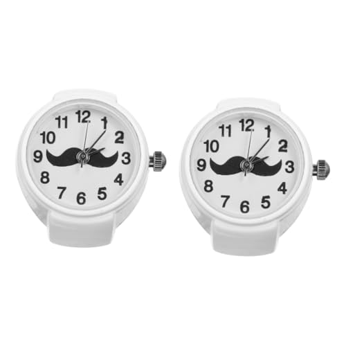 Holibanna 2St Ringuhr Retro-Uhr Korb Damen-Digitaluhren Herrenringe Herrenuhren Fingeruhr für Mädchen glänzender Fingerring beiläufig schmücken kleine Uhr Anschauen Student Abs Weiß von Holibanna