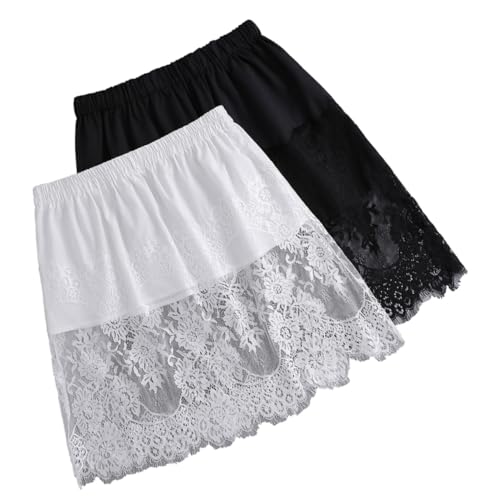Holibanna Hemdverlängerungen Für Damen Zum Lagenlook Halblange Röcke Spitze Unterrock-shorts Mode Elastischer Taillenbund Für Urlaub Alltag Und Arbeit von Holibanna