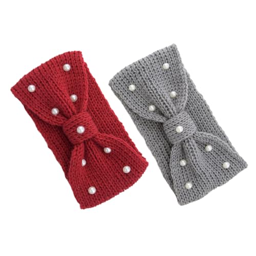 Holibanna 2stücke Winter Stirnbänder Für Damen Gestrickt Mit Perlen-häkel-details Bequemer Ohrenwärmer Elastisches Kopfwickelband Modisches Haaraccessoire Für Herbst Und Winter von Holibanna